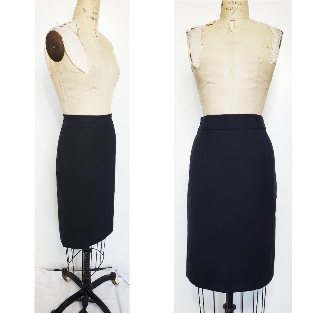 Theory Womens Joanie Pencil Skirt in Black Stretch Wool 2 - Picture 3 of 10
